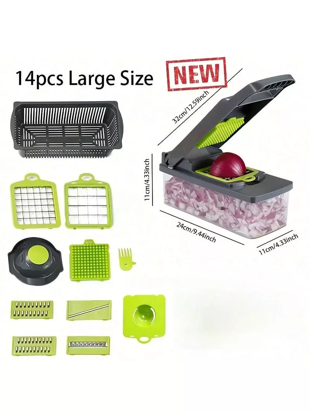 14pcs Vegetable Chopper Multifunctional Fruit Slicer Manual Food Grater Vegetable Slicer Cutter With Container Kitchen Gadgets - Image 4