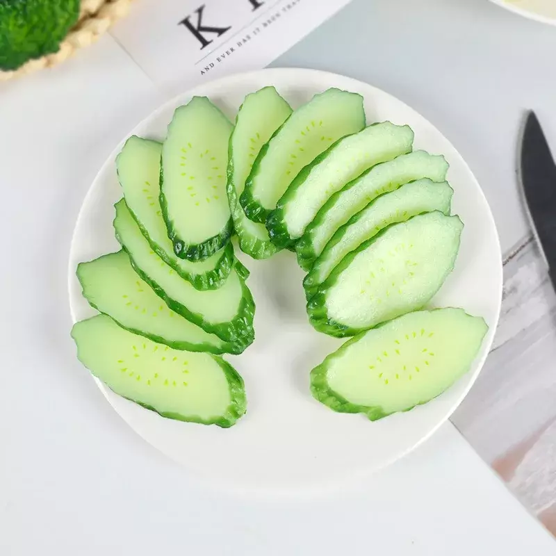 Simulation Cucumber Slices Artificial Vegetable Fruit Fake Food Restaurant Display Window Ornament Photography Props Home Decor - Image 3