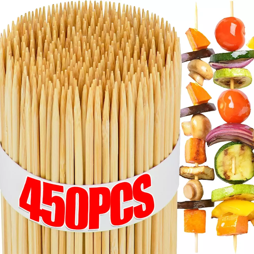 Bamboo Stick Food Grade Bamboo Skewer Sticks Disposable Natural Wood Long Sticks for Barbecue Party Buffet Food Fruit BBQ Tools