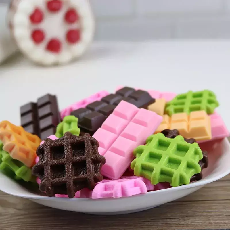 PVC Artificial Cookies Simulation Food Model, Fake Cake Children's Toys, Biscoff Sandwich Cream Bubble Waffle Pancak 4pc/lot - Image 4