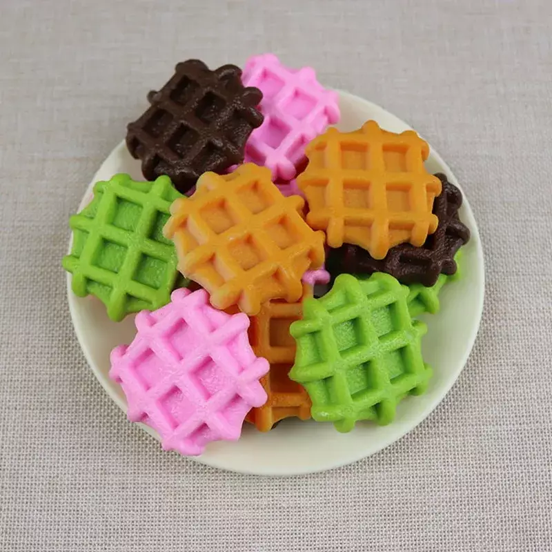 PVC Artificial Cookies Simulation Food Model, Fake Cake Children's Toys, Biscoff Sandwich Cream Bubble Waffle Pancak 4pc/lot