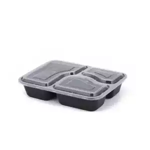 10 Sets Disposable Food Boxes with Lids Microwave Food Storage Boxes Kitchen Refrigerator Storage Containers Durable Stackable - 3-Compartment
