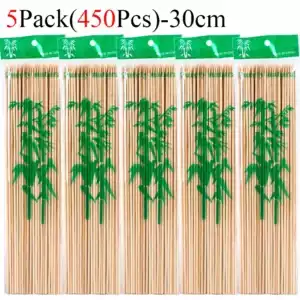 Bamboo Stick Food Grade Bamboo Skewer Sticks Disposable Natural Wood Long Sticks for Barbecue Party Buffet Food Fruit BBQ Tools - 450Pcs-30cm