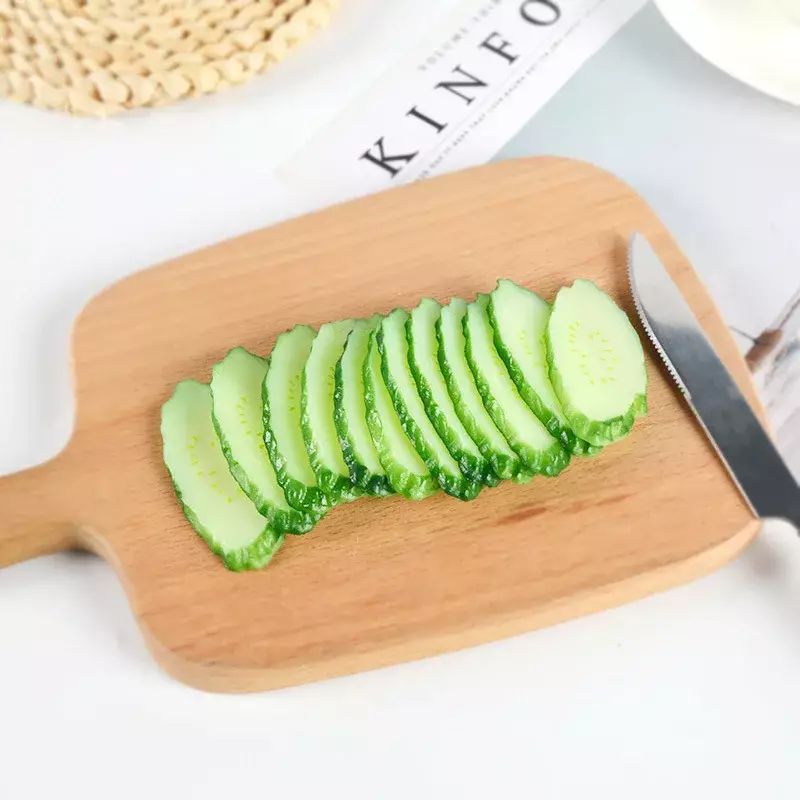 Simulation Cucumber Slices Artificial Vegetable Fruit Fake Food Restaurant Display Window Ornament Photography Props Home Decor - Image 2