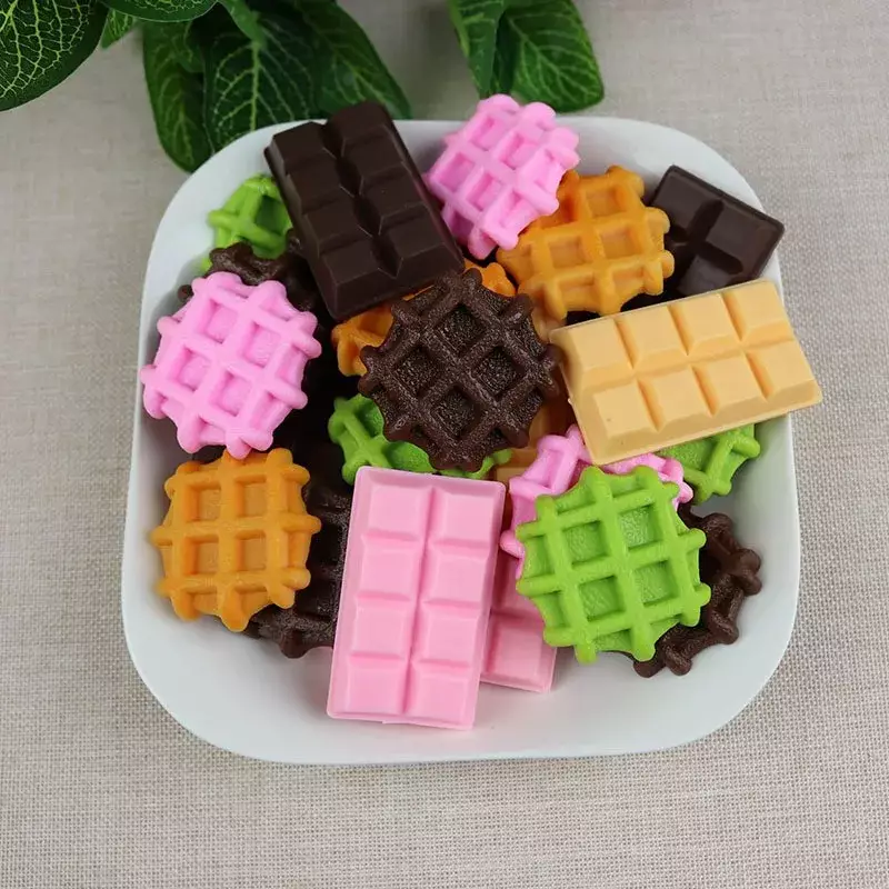 PVC Artificial Cookies Simulation Food Model, Fake Cake Children's Toys, Biscoff Sandwich Cream Bubble Waffle Pancak 4pc/lot - Image 2