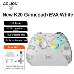 Aolion K10 Gaming Controller With Charging Dock RGB Wireless Gamepad Hall Effect Joystick Trigger For Nintend Switch/PC/Phone - K20 White