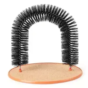 Cat Toy Arch Self Groome Pamper Feline with A Massage Grooming Rubbing Brush with Scratching Pad Toy for Cats Interactive Toys - black