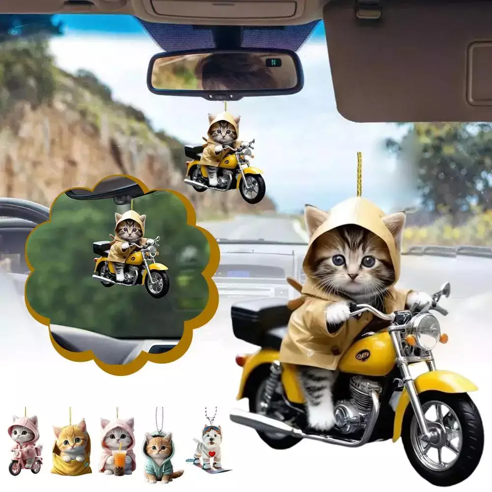 2d Acrylic With Cap Blue Hoodie Kitten Cartoon Car Up Pendant Acrylic Decoration Hanging Backpack Ornament Hang Pendant Cut Q0v4