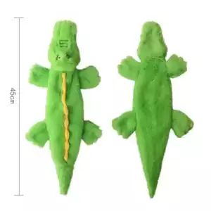 Funny Simulated Animal No Stuffing Dog Toy with Squeakers Durable Stuffingless Plush Squeaky Dog Chew Toy Crinkle Pet Squeak Toy - Green Crocodile