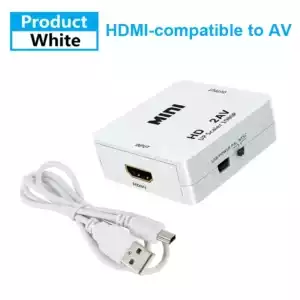 HDMI-compatible To RCA AV Converter Adapter MINI Box RCA AV CVSB LR Video Composite AV Scaler Converter For HDTV Projector PC - White