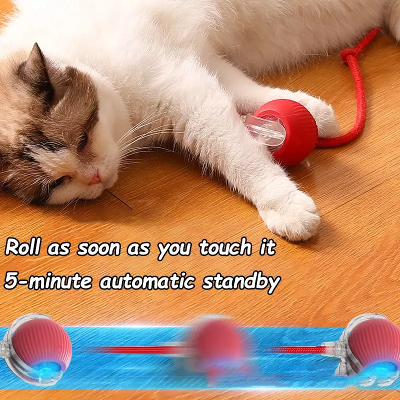 Cat Interactive Ball Toys Automatic Rolling Ball Faux Tail Rechargeable Smart Pet Electric Toy Dog Cat Training Imitate Mouse - Image 4