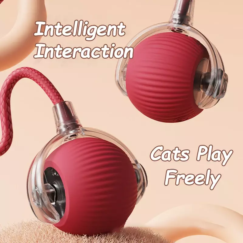 Cat Interactive Ball Toys Automatic Rolling Ball Faux Tail Rechargeable Smart Pet Electric Toy Dog Cat Training Imitate Mouse - Image 2
