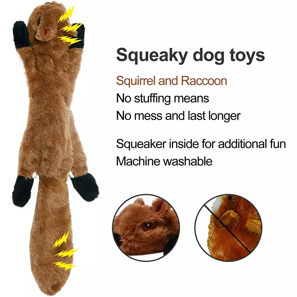 Funny Simulated Animal No Stuffing Dog Toy with Squeakers Durable Stuffingless Plush Squeaky Dog Chew Toy Crinkle Pet Squeak Toy - Image 2