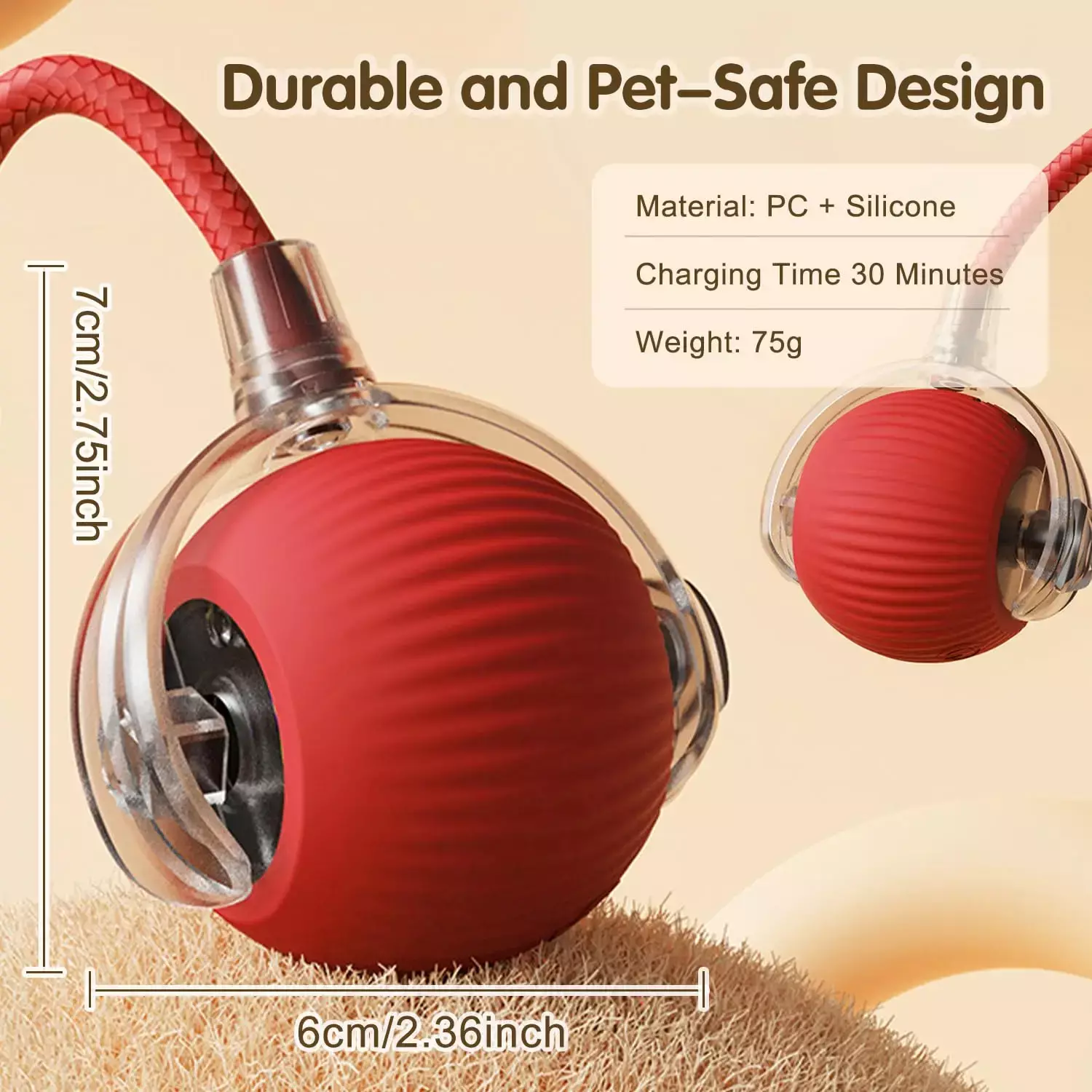 Cat Interactive Ball Toy, Automatic Rolling Ball with Tail, Rechargeable Smart Pet Interactive Toy, Intelligent Mouse for Cat - Image 2