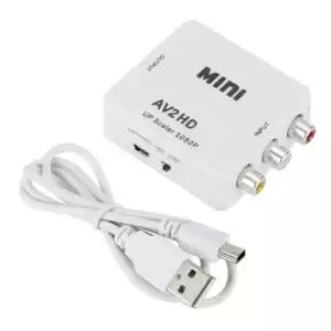 AV TO HDMI-compatible Adapter 1080P Video Composite Converter AV2HDMI-compatible RCA To HDTV CVSB L R Video Scaler Converter Box - White, AV 2 HDMI-compatibe