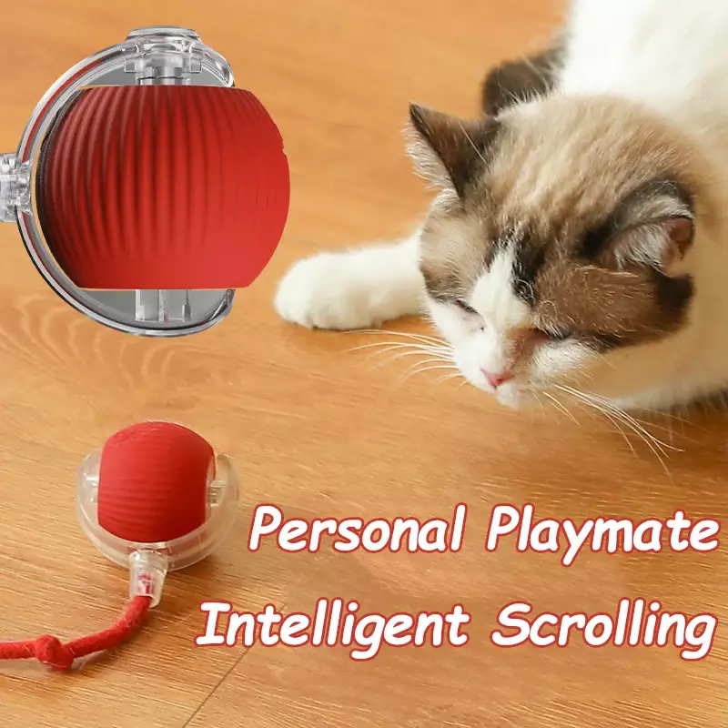 Cat Interactive Ball Toys Automatic Rolling Ball Faux Tail Rechargeable Smart Pet Electric Toy Dog Cat Training Imitate Mouse - Image 3
