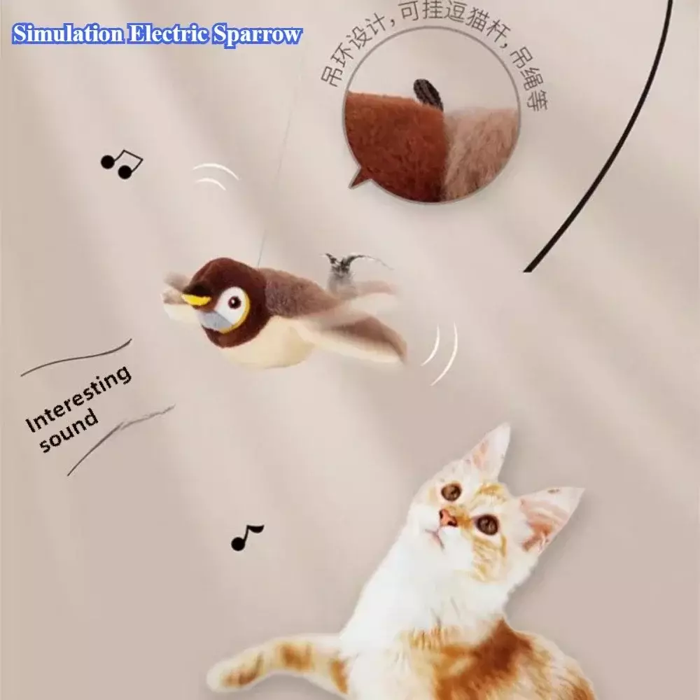 Hot Cat Interactive Toys Catnip Electric Pat Bird (with Catnip) Dog Cats Touch-Activated Squeaky Plush Toy Pet USB Rechargeable - Image 2