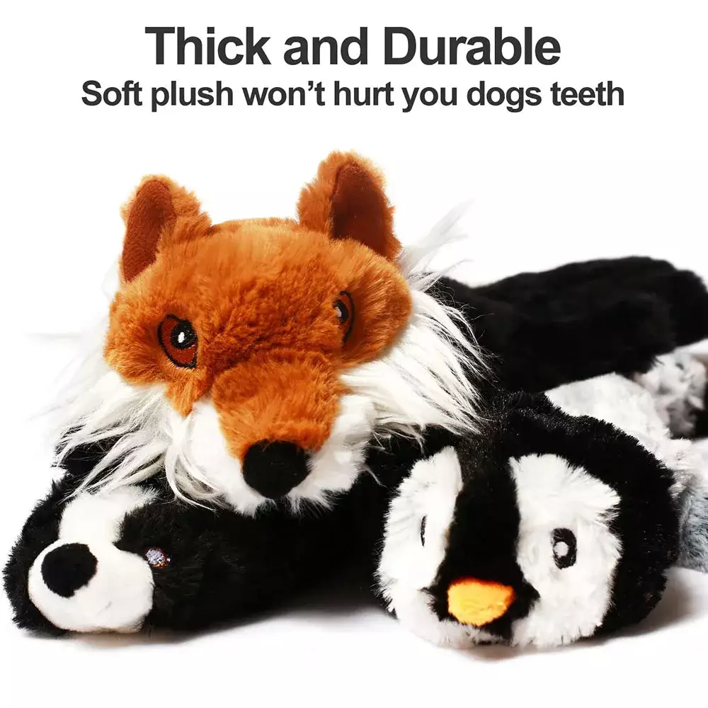 Funny Simulated Animal No Stuffing Dog Toy with Squeakers Durable Stuffingless Plush Squeaky Dog Chew Toy Crinkle Pet Squeak Toy - Image 3