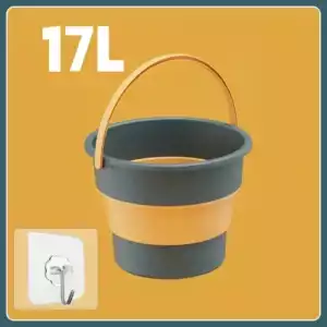 5/10/17L Portable Folding Bucket Multifunctional Thickened Silicone Bucket for Car Washing and Fishing Camping Folding Bucket - Blue 17L