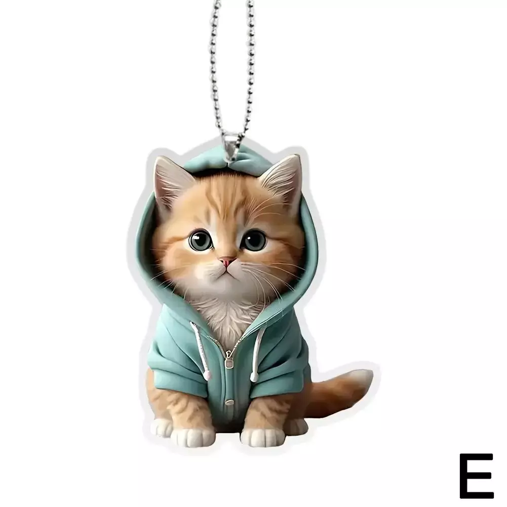 2d Acrylic With Cap Blue Hoodie Kitten Cartoon Car Up Pendant Acrylic Decoration Hanging Backpack Ornament Hang Pendant Cut Q0v4 - Image 4