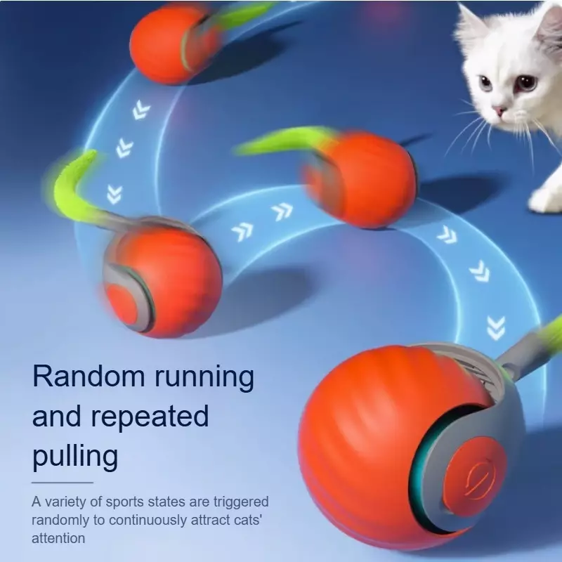 Cats Interactive Ball Toys, Automatic Rolling Ball with Faux Tail,USB Rechargeable SmartElectric Pet Toy for Teaser and Training - Image 2