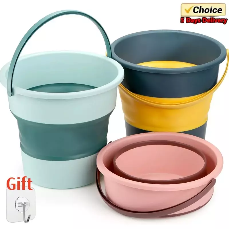 5/10/17L Portable Folding Bucket Multifunctional Thickened Silicone Bucket for Car Washing and Fishing Camping Folding Bucket - Image 2