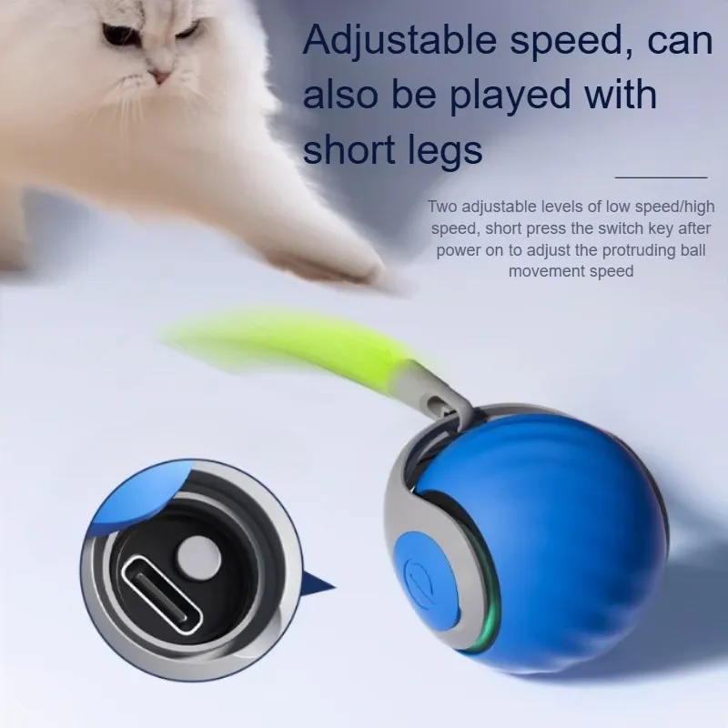 Cats Interactive Ball Toys, Automatic Rolling Ball with Faux Tail,USB Rechargeable SmartElectric Pet Toy for Teaser and Training - Image 4