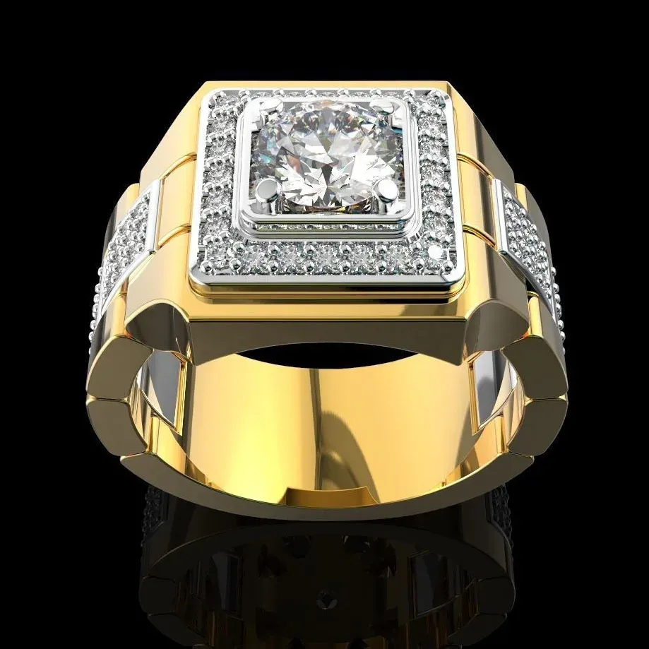 14 K Gold White Diamond Ring for Men Fashion Bijoux Femme Jewellery Natural Gemstones Bague Homme 2 Carats Diamond Ring Males - Image 2