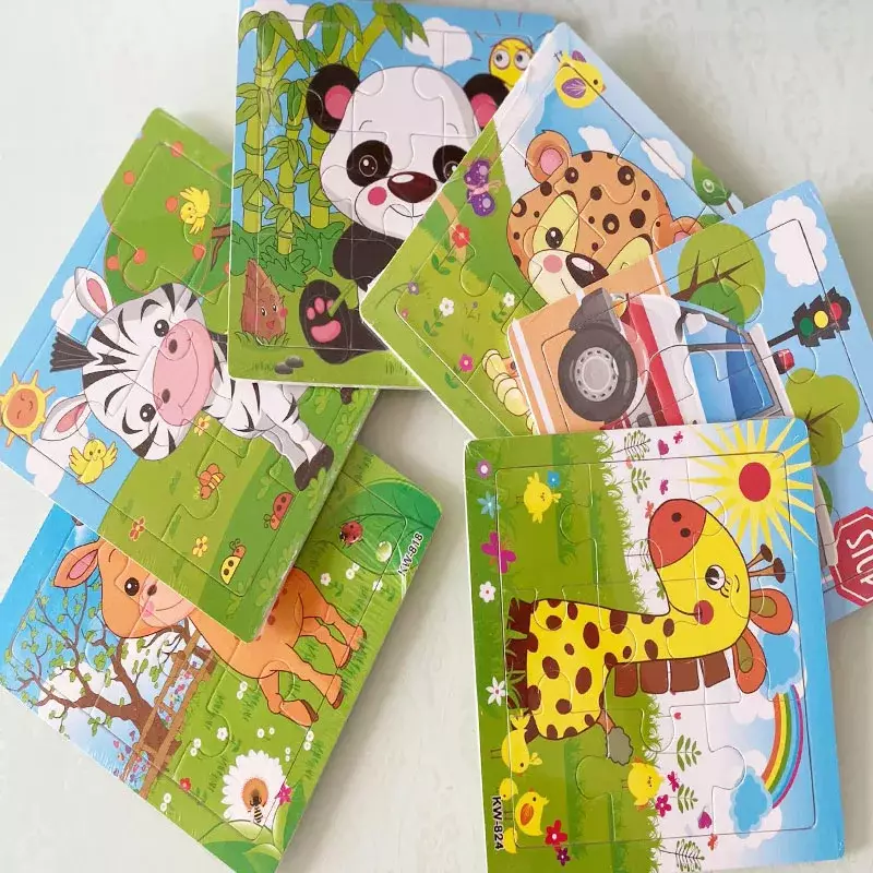 Hot Sale 12/9 PCS Puzzles Wooden Kids Baby Wood Cartoon Vehicle Animals Learning Educational Toys for Children Gift - Image 3