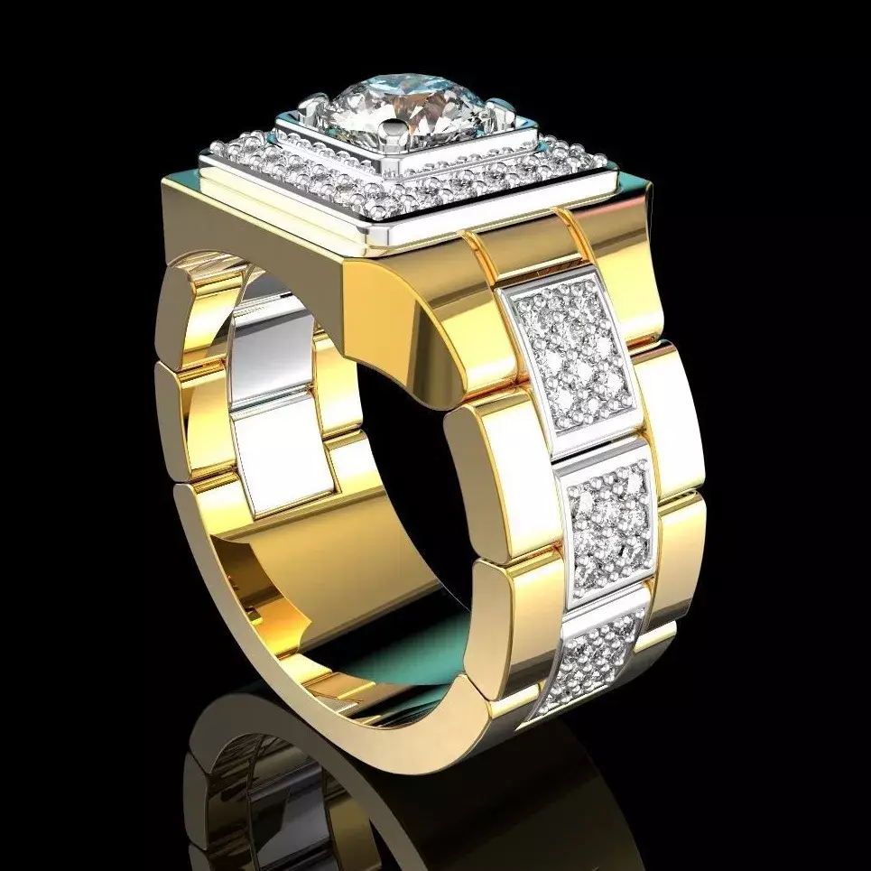 14 K Gold White Diamond Ring for Men Fashion Bijoux Femme Jewellery Natural Gemstones Bague Homme 2 Carats Diamond Ring Males - Image 4