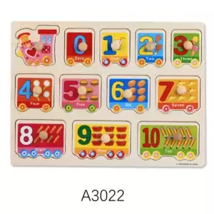 Montessori Wooden Puzzles Hand Grab Boards Toys Tangram Jigsaw Baby Educational Toys Cartoon Vehicle Animals Fruits 3D Puzzles - A3022