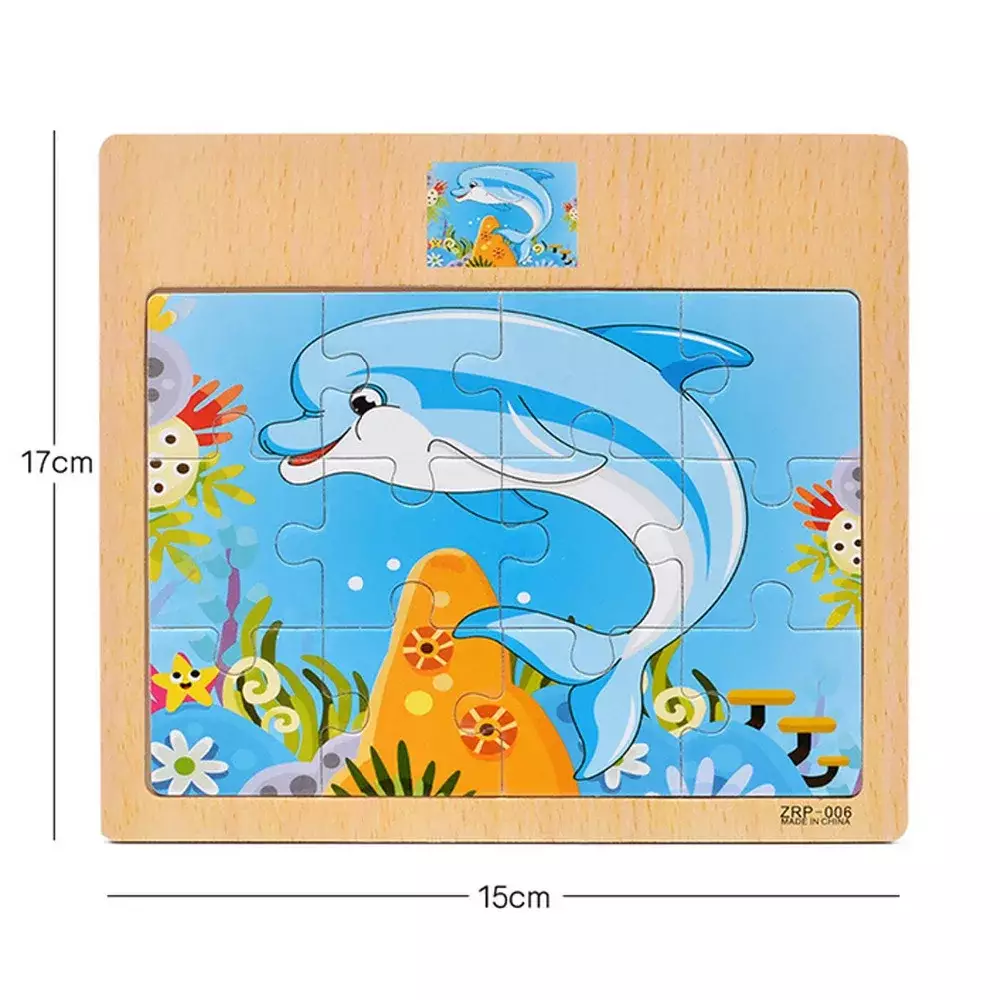 Hot Sale 12/9 PCS Puzzles Wooden Kids Baby Wood Cartoon Vehicle Animals Learning Educational Toys for Children Gift - Image 4