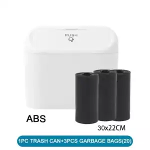 Car Trash Can (with Lid) Contains 60 (300) Garbage Bags, Small Car Trash Can, Leak-proof Mini Car Accessories - WHITE 3
