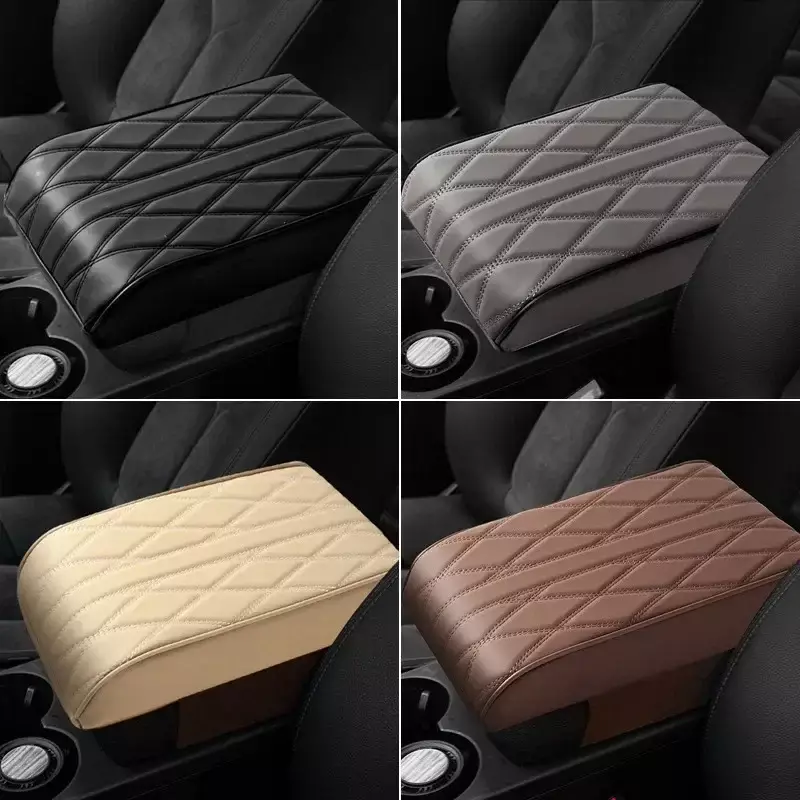 Wave Embroider PU Leather Car Armrest Mat Center Console Arm Rest Protection Cushion Auto Armrests Storage Box Cover Pad - Image 3