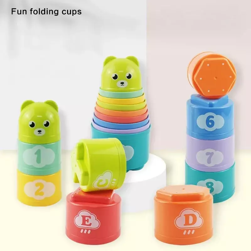 Kid Brain Response Battle Fold Cup Hand Speed Competition Fold Cup Baby Stack Game Early Education Puzzle Train Board Games Toy - Image 2