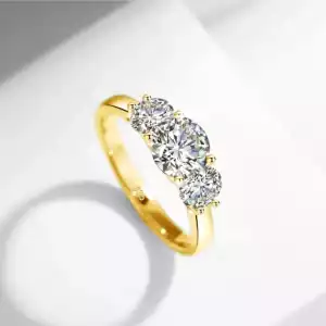 With Certificate 18k Gold Ring Moissanite For Women 3 Stone 100% Real Initial Luxury K Gold Jewelry Engagement Gift Wholesale