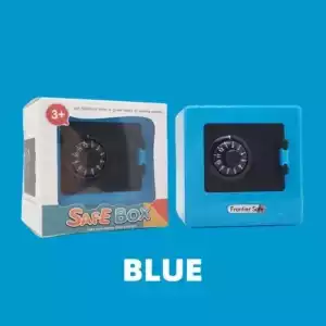 Mini Safe Piggy Deposit Bank Household Banknote Lock Password Money Box Cash Coins Saving Storage Code Case Child Christmas Gift - Blue