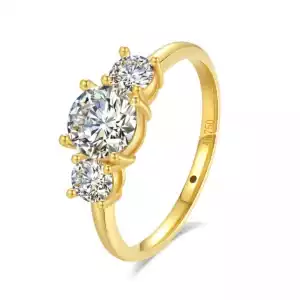 With Certificate 18k Gold Ring Moissanite For Women 3 Stone 100% Real Initial Luxury K Gold Jewelry Engagement Gift Wholesale