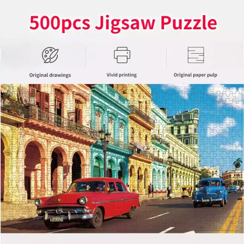 46*28cm Jigsaw Puzzles 500 Pieces Paper Picture Landscape Oil Painting Art Puzzles Decompression Toys for Adults Family Games - Image 2