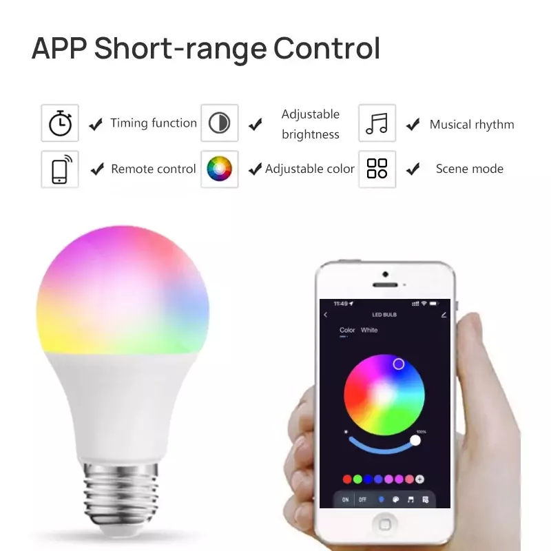 Tuya E27 Smart Light Bulb, 9W 220-240V, RGBW LED Color Changing Bulbs, Tuya Smart&Smart Life APP Control,APP Dimmable Music Sync - Image 4