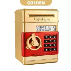 Money Box Piggy Bank ATM Password Automatic Electronic Piggy Cash Coin Saving Box ATM Bank Safe Box Deposit Banknote Gift - Gold