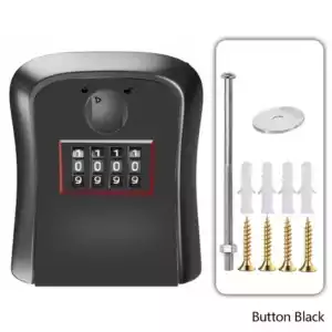 Lock Key Storage Box Wall Mount Outdoor Lock Box for House Keys Key Safe with Combination Lock 5 Key Capacity - Button Black
