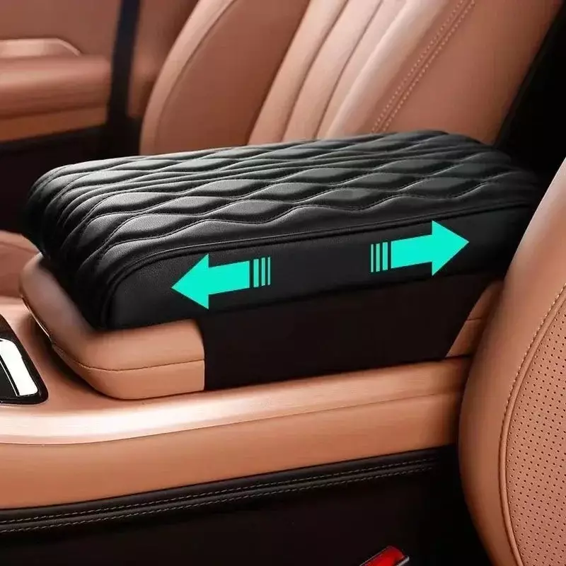 Wave Embroider PU Leather Car Armrest Mat Center Console Arm Rest Protection Cushion Auto Armrests Storage Box Cover Pad - Image 4