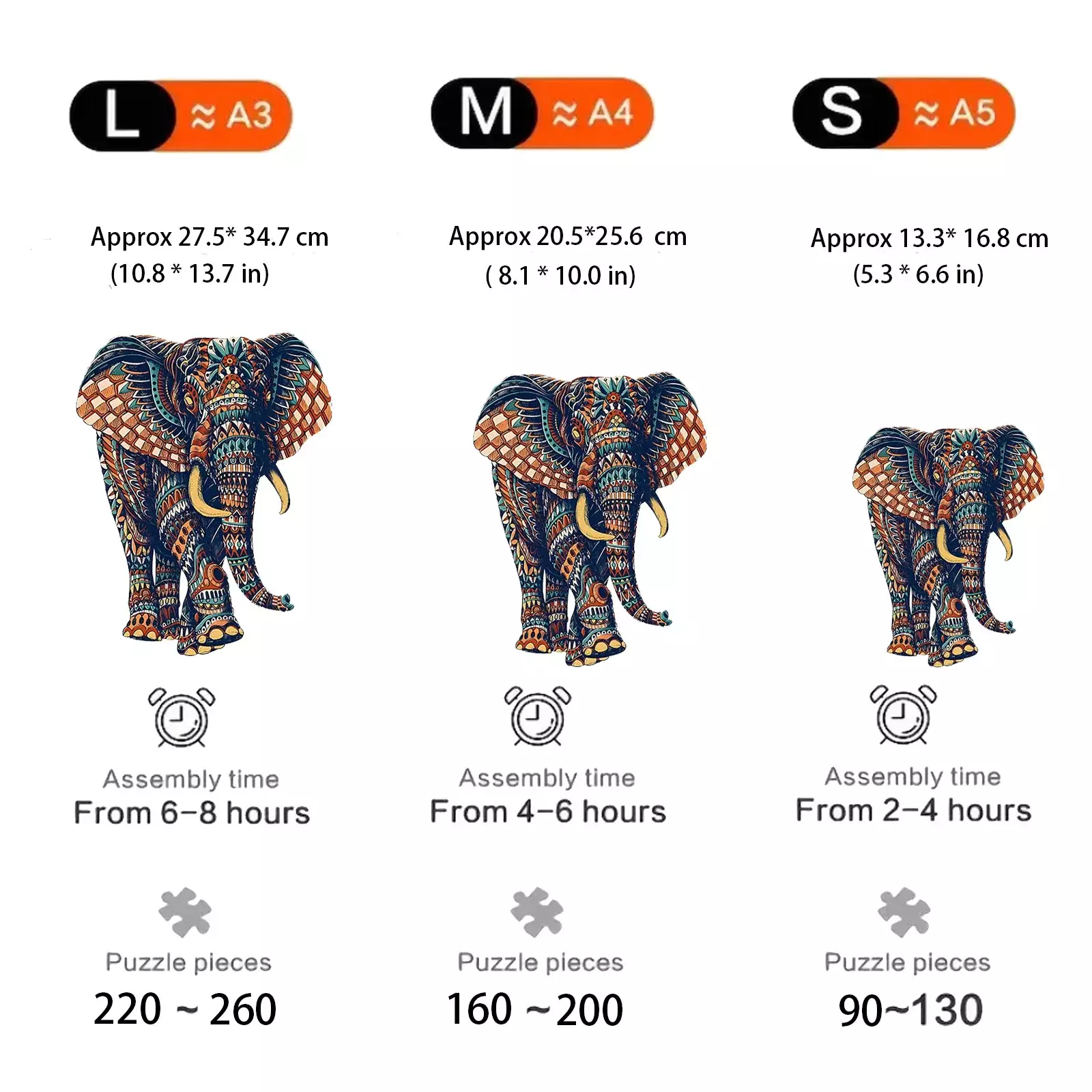 Unique Elephant Wooden Puzzle, Adult Stress Relief Toys, Irregular Animal Shapes, Holiday Birthday Gift - Image 2