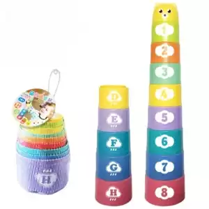 Kid Brain Response Battle Fold Cup Hand Speed Competition Fold Cup Baby Stack Game Early Education Puzzle Train Board Games Toy - 1set