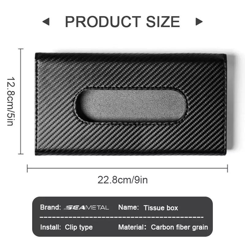 SEAMETAL Car Sunshade Plate Tissue Box Universal Auto Interior Paper Towel Storage Bag Carbon Fiber Sun Visor Tissue Boxes - Image 2