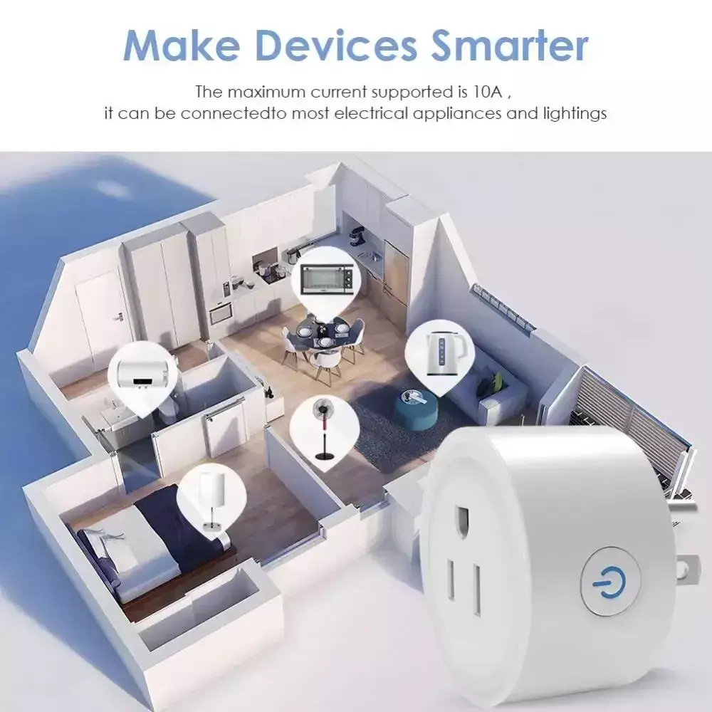 Tuya Smart Wifi Plug US Standard Wireless Outlet 10A Remote Control Smart Home Appliances Work With Alexa Google Home - Image 2