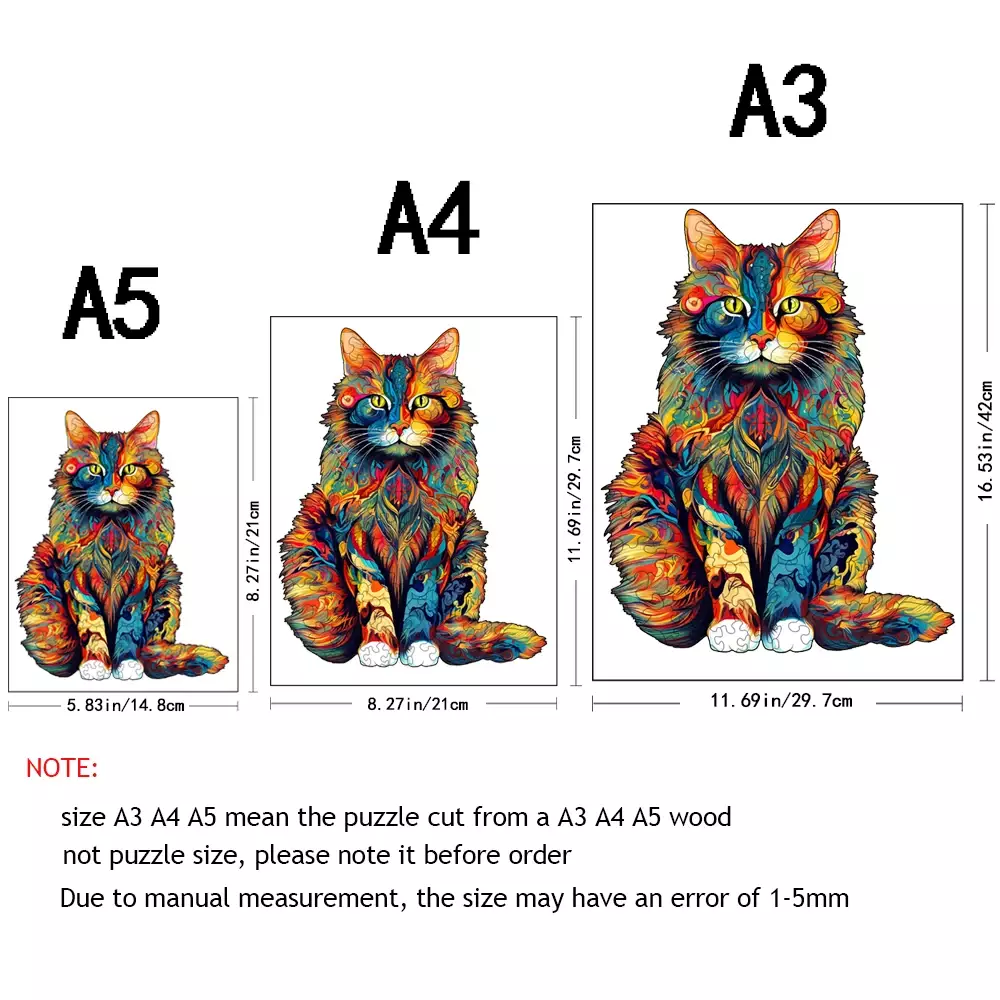 Interesting Colorful Cat - Wooden Puzzle - Challenge Your Brain - Perfect for Birthdays and Holidays - ColorfulChristmas Gifts - Image 3