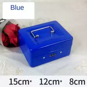 Protable Key Safe Box Key Locker Safe Home Shop Steel Safe Money Box Security Cash Box Storage Hidden Coin Money Jewellery - Blue Password