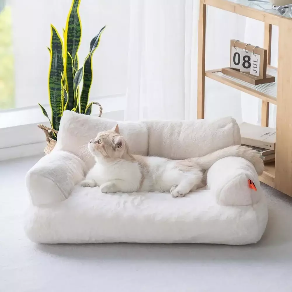 Pet Couch Bed,Washable Cat Beds for Medium Small Dogs & Cats, Durable Dog Beds with Non-Slip Bottom, All-season Fluffy Cat Couch - Image 4